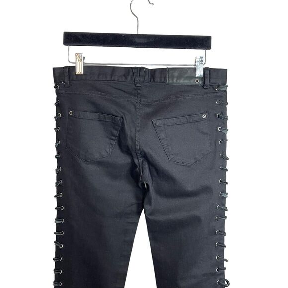 Haute Hippie Lace-Up Stretch Denim Pants Black Size 29 Ankle Zip HHHO10-4102 - Picture 5 of 8